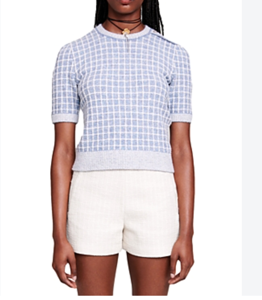 Maje Checked stretch Knit Sweater Sz 2 MSRP:$485. (sw300